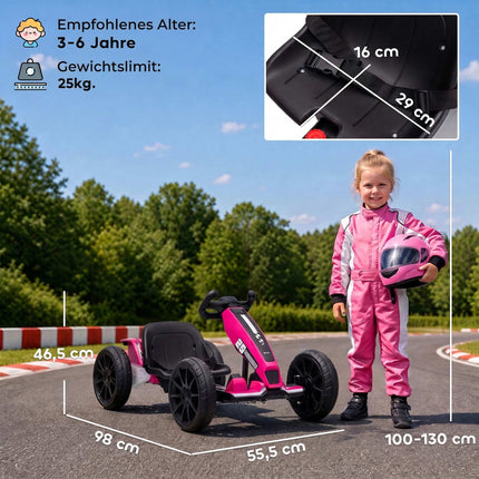 Kids Electric Go-Kart 12V with 2 Motors and Soft Start, Pink, LED Headlights