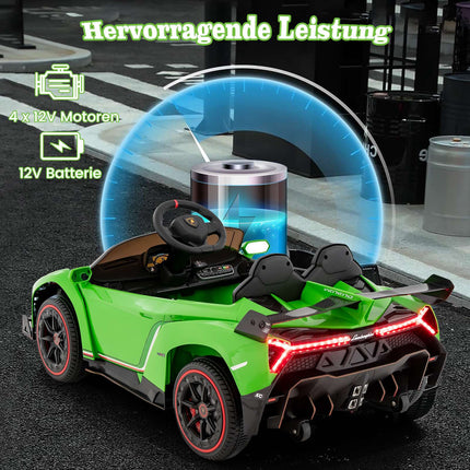 Vaikiškas elektrinis „Lamborghini“ automobilis su nuotolinio valdymo pultu ir LED žibintais