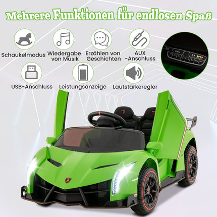 Vaikiškas elektrinis „Lamborghini“ automobilis su nuotolinio valdymo pultu ir LED žibintais