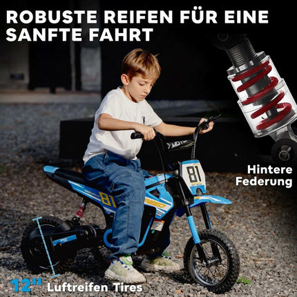 Kids Electric Motorbike 24V 250W with Rear Suspension, Disc Brake, Ages 8-12