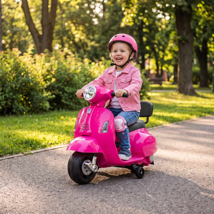 Kids Electric Motorbike with Training Wheels and Backrest, 18–36 Months, Pink