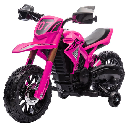 Vaikiškas elektrinis motociklas, 12 V, rožinis, su pagalbiniais ratukais
