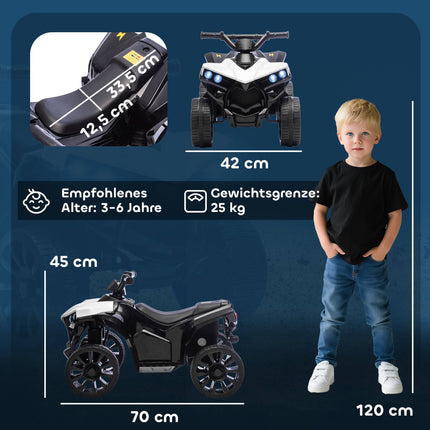 Vaikiškas elektrinis keturratis - 6 V variklis, muzika, priekiniai žibintai, 3-6 metų amžiaus