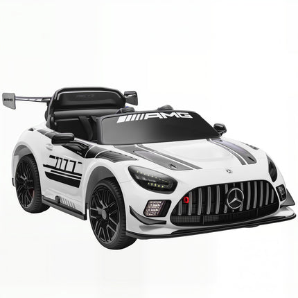 Vaikiškas elektrinis važiuojamasis automobilis, 12 V akumuliatorius, LED žibintai, baltas