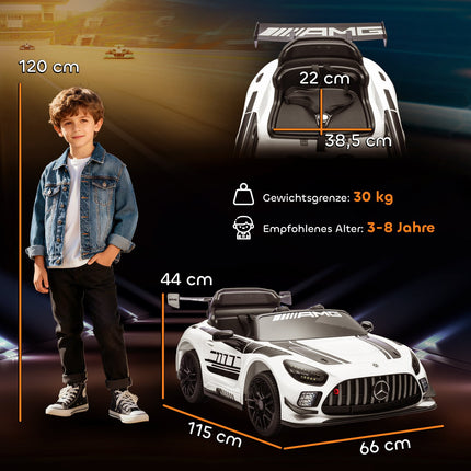 Vaikiškas elektrinis važiuojamasis automobilis, 12 V akumuliatorius, LED žibintai, baltas