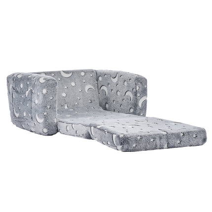 Kids Fold-Out Sofa Chair – Glow-in-the-Dark, Gray