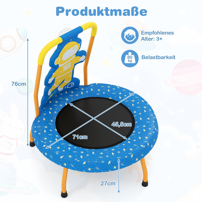 Vaikiškas batutas su rankena, 71 cm, astronauto tema