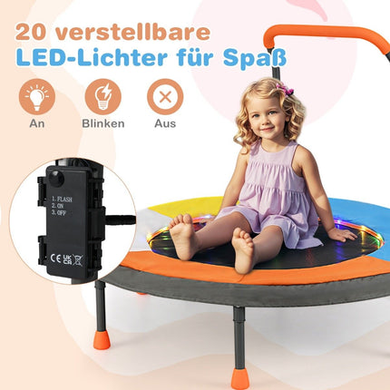 Vaikiškas mini batutas su LED lemputėmis, Ø90 cm, sulankstomas