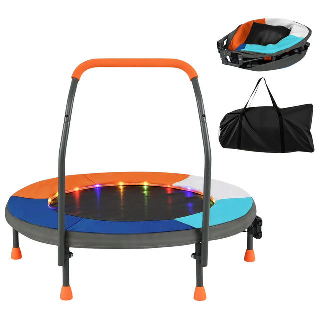 Vaikiškas mini batutas su LED lemputėmis, sulankstomas, 90 cm