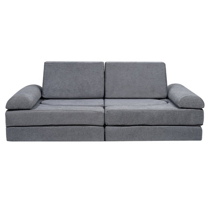 Kids Modular Play Couch, 10-Piece, Removable Cover, Grey