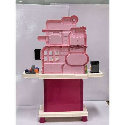 Kids Play Kitchen 33-Piece Set with Lights and Sounds, Water Sink, Oven, Pink
