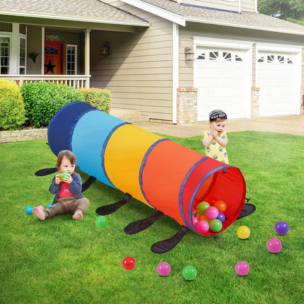 Kids Pop-Up Caterpillar Play Tunnel, Collapsible Indoor/Outdoor