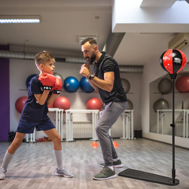 Vaikiškas bokso kamuoliukų rinkinys – reguliuojamo ilgio 85–130 cm, pirštinės, pompa