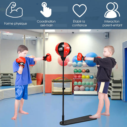 Vaikiškas bokso kamuoliukų rinkinys – reguliuojamo ilgio 85–130 cm, pirštinės, pompa