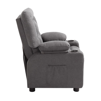Kids Recliner Chair With Footrest, Cup Holder, Gray