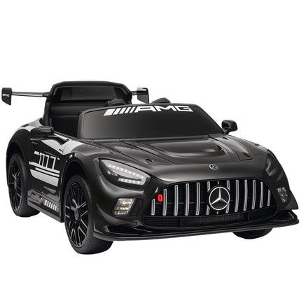 Vaikiškas važiuojamasis automobilis, 12 V baterija, LED šviesos, muzika, juodas