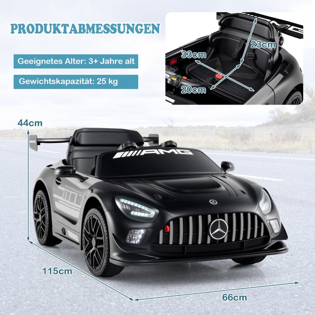 Vaikiškas važiuojamasis automobilis, Mercedes-AMG GT3, nuotolinio valdymo pultas, juodas
