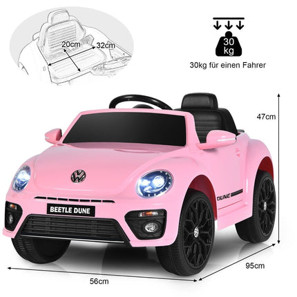 Vaikiškas važiuojamasis VW Beetle automobilis su muzika ir nuotolinio valdymo pultu