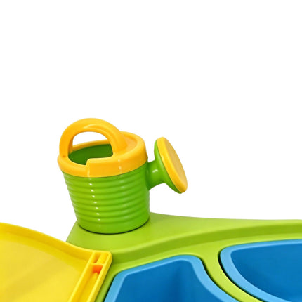 Kids' Sand and Water Play Table with 2 Compartments, Folding Lid, 10-Piece Set