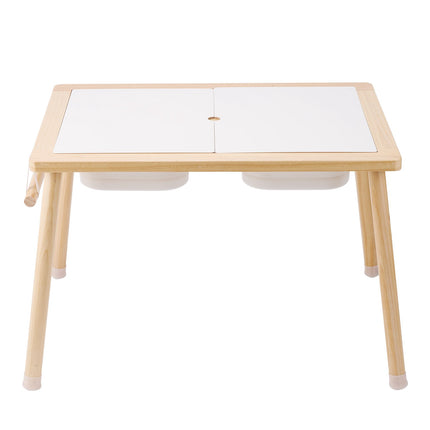 Kids Sensory Table – Wood, 3 Storage Bins, Paper Roll