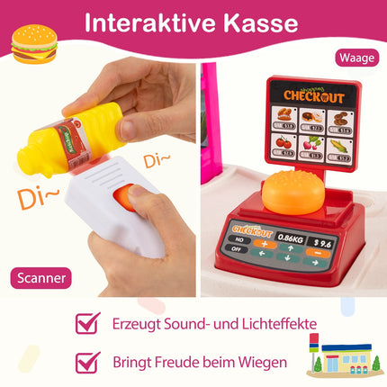 Kids Supermarket Playset with Cart, Scale & Scanner