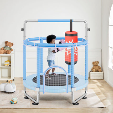 Kids Trampoline 55-Inch, Safety Net, Basketball Hoop