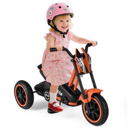 Vaikiškas triratukas su neslystančiais pedalais, oranžinis, 3+ metų amžiaus