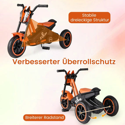 Vaikiškas triratukas su neslystančiais pedalais, oranžinis, 3+ metų amžiaus