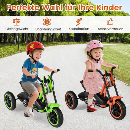 Vaikiškas triratukas su neslystančiais pedalais, oranžinis, 3+ metų amžiaus