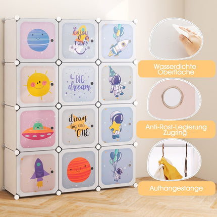 Vaikiška spinta su 2 pakabinamomis dalimis ir 12 kubelių