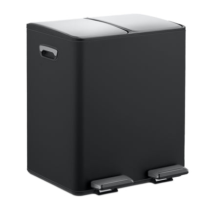 Virtuvės šiukšliadėžė su pedalu, 2 x 15 l talpos skyriai