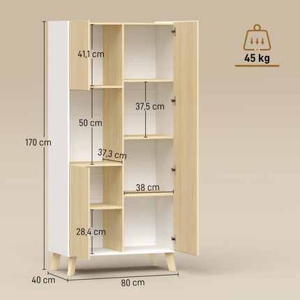 Virtuvės spintelė su reguliuojamo aukščio lentynomis, 170 cm, natūrali mediena