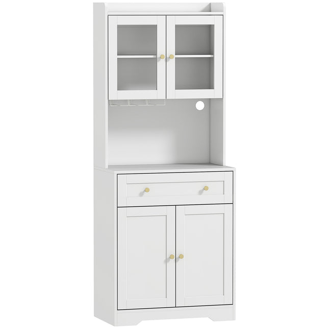 Virtuvės spintelė su stalviršiu, vyno taurės laikikliu, 170 cm, MDF, balta