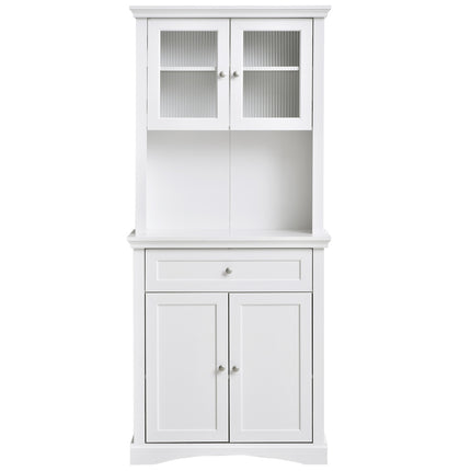Glass door cabinet, adjustable shelves, white 79x40x180CM