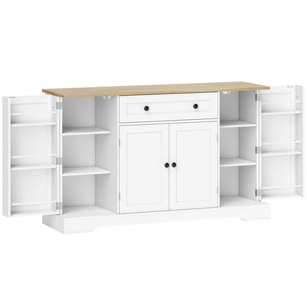 Virtuvės spintelė su stalčiumi, 4 durelėmis, 138 cm, balta