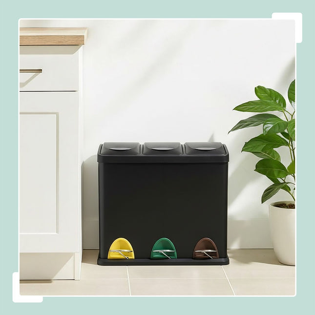 Virtuvės šiukšliadėžė, 3 skyriai, 3 x 8 l