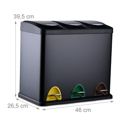 Virtuvės šiukšliadėžė, 3 skyriai, 3 x 8 l