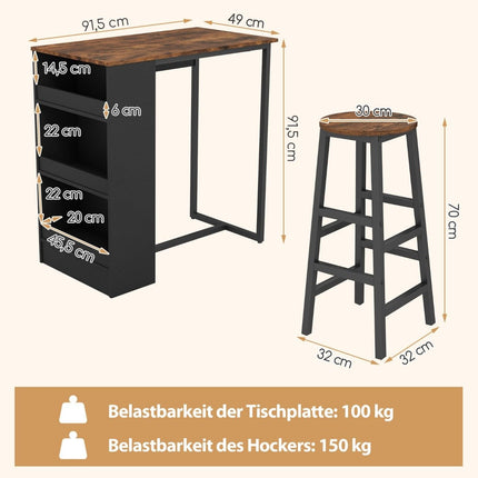 Virtuvės stalas su 2 taburetėmis, vietą taupantis bistro stalas, baro stalas, valgomojo stalo komplektas, baro stalas