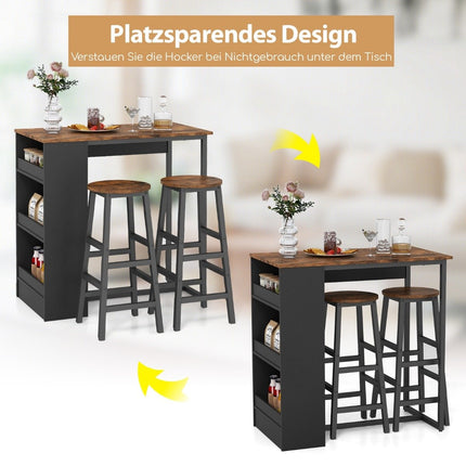 Virtuvės stalas su 2 taburetėmis, vietą taupantis bistro stalas, baro stalas, valgomojo stalo komplektas, baro stalas
