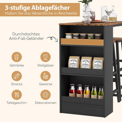Virtuvės stalas su 2 taburetėmis, vietą taupantis bistro stalas, baro stalas, valgomojo stalo komplektas, baro stalas