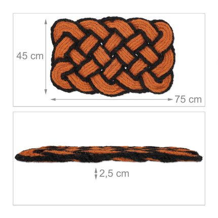 Rištas oranžinis/juodas kokoso pluošto kilimas