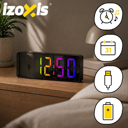 LED žadintuvas su spalvotu ekranu ir USB maitinimu