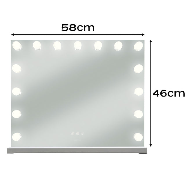 LED kosmetinis veidrodis 58x46cm, lietimui jautrus valdymas, 3 apšvietimo režimai