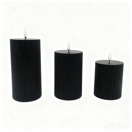 LED liepsnos neturinčios tikro vaško žvakės, 3 vnt. rinkinys