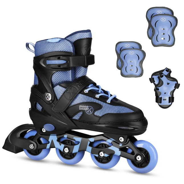 LED In-Line Skates with Protectors, Blue, Size L (39-42)