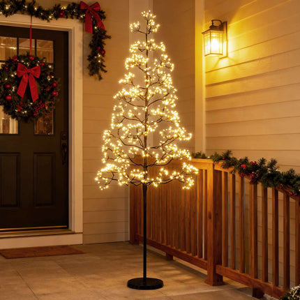 LED šviesų medis 150 cm, 1000 šiltai baltos spalvos, cemento stovas