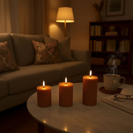 LED tikro vaško liepsnos neturinčios žvakės - 3 vnt. rinkinys