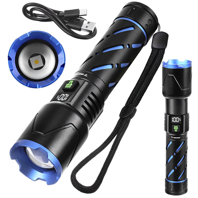 LED taktinis žibintuvėlis 800lm, įkraunamas, atsparus vandeniui
