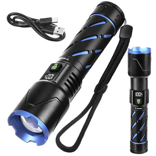 LED taktinis žibintuvėlis 800lm, įkraunamas, atsparus vandeniui