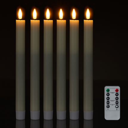 LED kūginės žvakės, beliepsnės, su nuotolinio valdymo pultu ir laikmačiu, 6 vnt. rinkinys